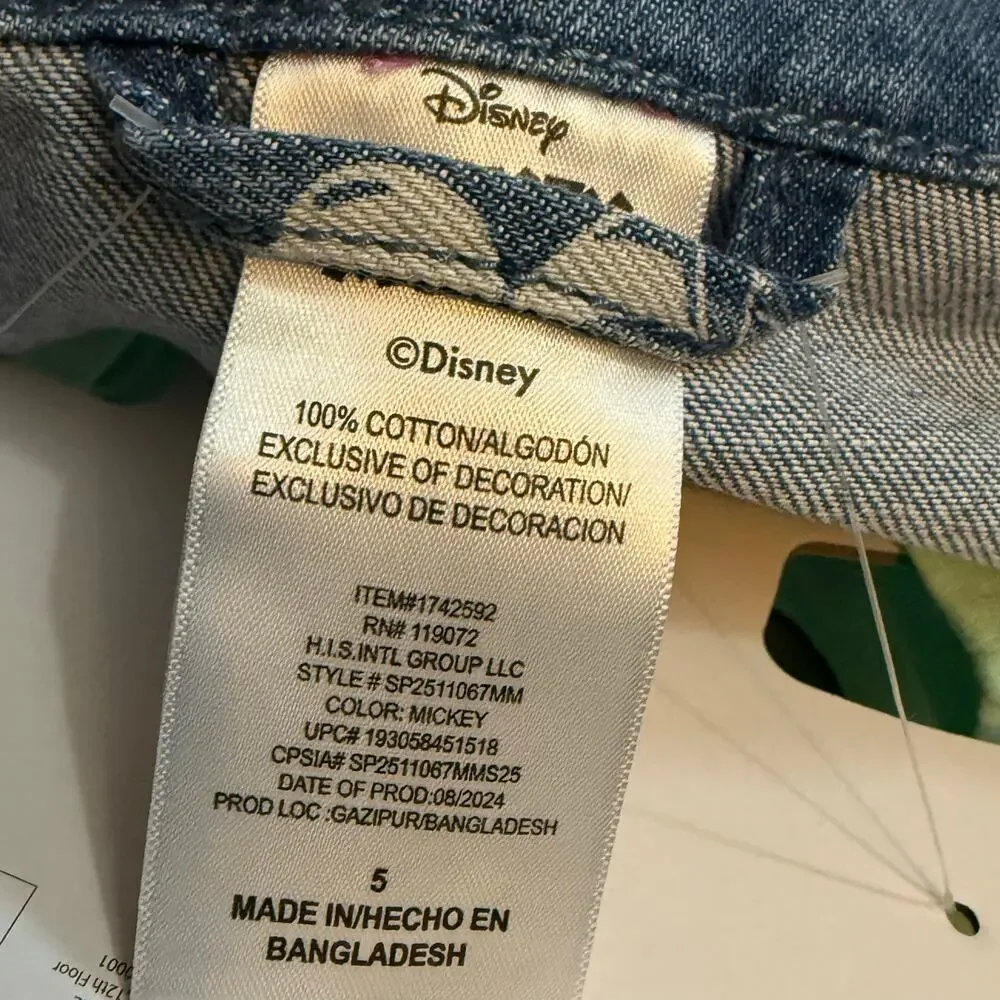 Disney Mickey Mouse Kid Boys 5 Blue Printed Denim Jacket T-shirt 2-piece Set New